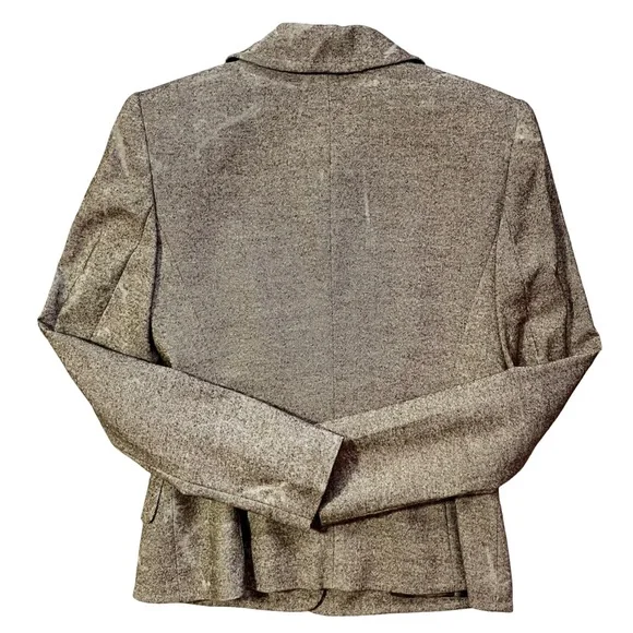 Escada Silk Wool Asymmetrical Blazer EU 36 Gold Button Taupe - Picture 6 of 7